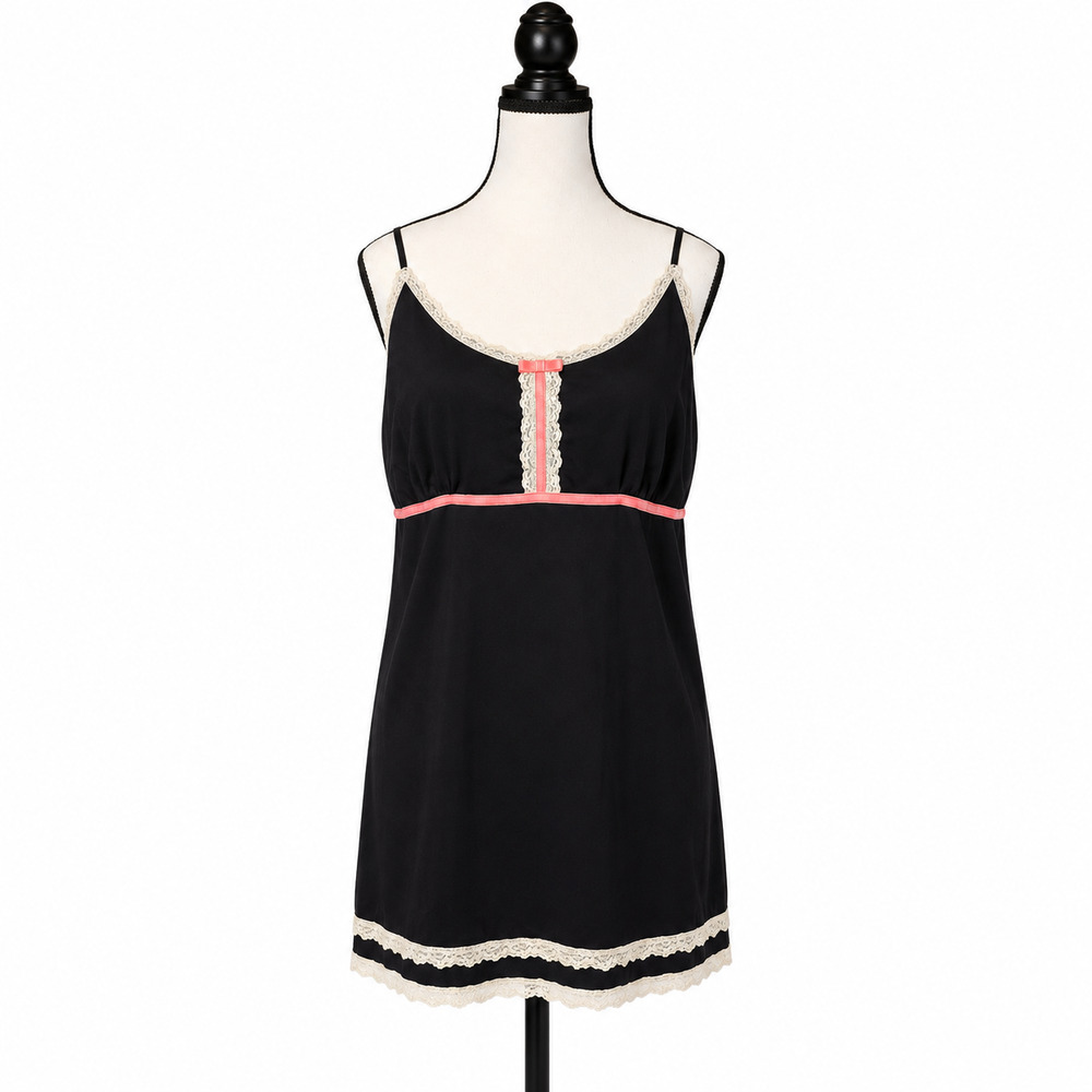 Angel Love by Breezies Cami Top Womens Size 1X Black Lace Trim Preppy 90s NWT